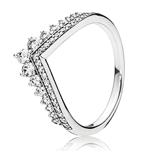 OKGD Original Perlen Drei Ringe Prinzessin Wishbone Signature Ring mit Kristall Ring Sterling Silber 9,3 von OKGD