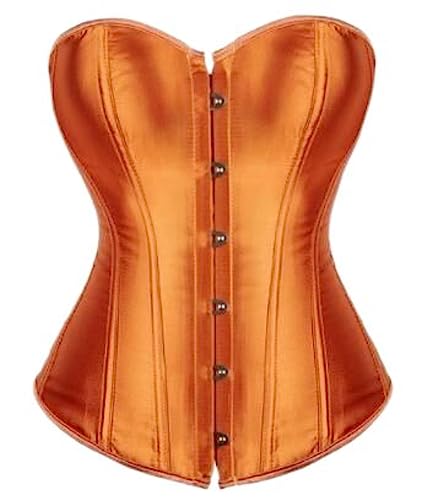 Sexy Korsett-Oberteil, Satin, schlicht, elegant, Damen-Korsett, Überbrust-Dessous, Gothic-Korsett in Übergröße, Mode, heißer Verkauf, Orange, S von OKGD