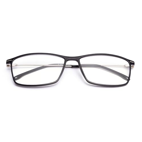 OKH Blaues Licht Blocking Leicht Dünne Anti Blendung Rechteck Lesebrille Herren Damen Federscharniere Computer Leser Brillen(Schwarz 2.5) von OKH