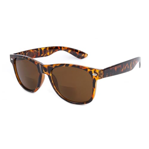 OKH Classic Retro Frame Unisex Bifokal Reading Sonnenbrille Sonnenleserbrille für Herren Damen UV400 Outdoor Sonnenleser Leser Lesung in der Sonne (Schildkröte +1,0) von OKH