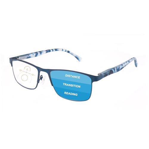 OKH Progressive Multifokale Lesebrille Gleitsichtbrille Blaulicht Blockierung für Männer Bifokale Rechteck Brillen Leser Anti Glare Eye Stamm Multi Fokus Lesebehäuse mit Brillen Blau 2.5 von OKH