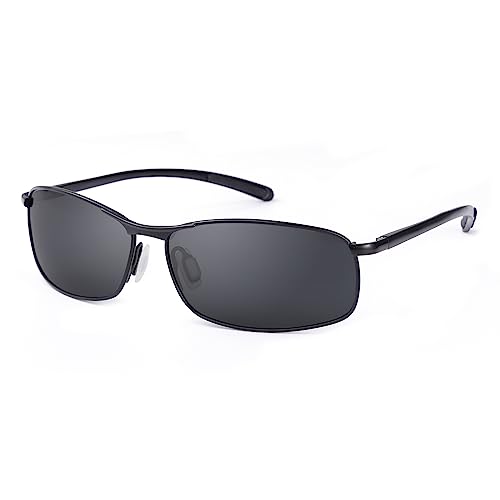 OKH Rechteckige Polarisierte Herren Sonnenbrille Al-Mg Legierung Metall Rahmen Federscharnier Wickel Sonnenbrillen Sportbrille für Angeln Fahren Sports von OKH