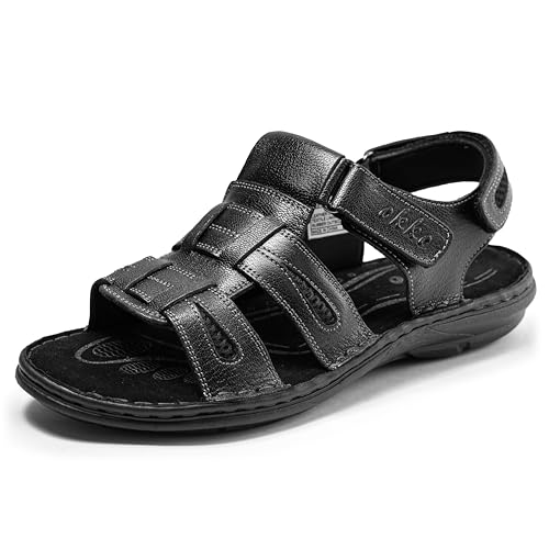 OKKO Leder-Sandalen für Herren, offener Zehenbereich, athletisch, Angler, Freizeit, Sommer, Outdoor-Schuhe für Herren, Schwarz, 41 EU OKKO Leder-Sandalen für Herren, offener Zehenbereich, athletisch, Angler, Freizeit, Sommer, Outdoor-Schuhe für Herren, Schwarz, 41 EU von OKKO