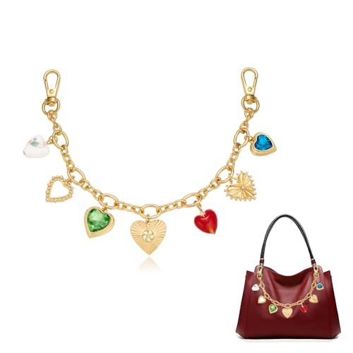 OKKRMGZ Geldbörsenketten mit goldenem Herz-Anhänger und dekorativen Taschenanhängern für Handtaschen, Vintage-Handschlaufe, Schmuckkette für Geldbörse, Zubehör, stilvoller Handtaschen-Anhänger für von OKKRMGZ