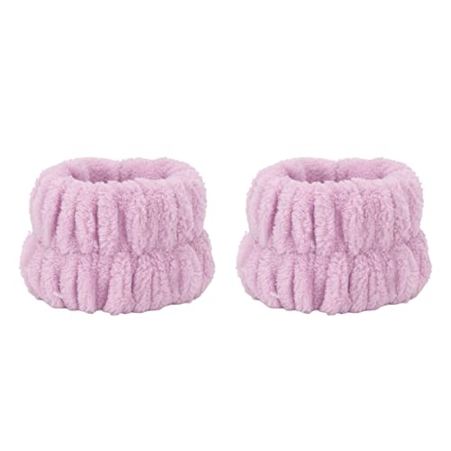 Gesichtswäsche Armbänder weich Starkes Wasser Absorption Hautfreundliche Reine Farbe Frauen Handgelenk Handtücher Hausreisen (Lila) von OKOVO