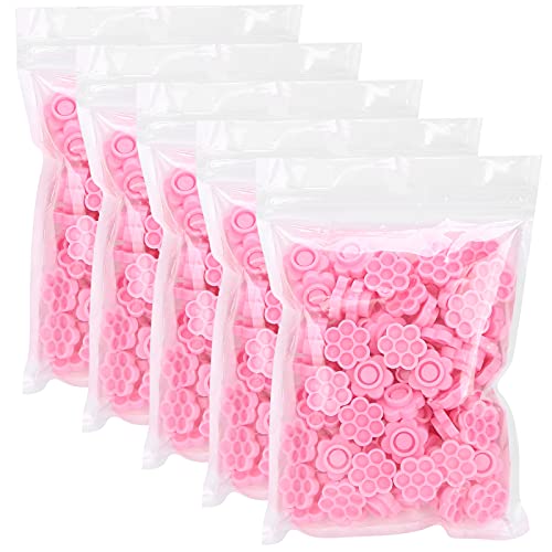 OKOVO 500pcs Eyelash Extension Glue Holder Flower Shaped Eyelash Grafting Glue Cup Pink,Quick Blossom Cup, Lash Organizer Supplies Tools von OKOVO