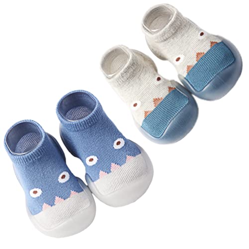 OKSakady 2 Paar Babysocken Anti-Rutsch Gummi Weiche Sohle Säuglingshausschuhe Prewalker Schuhe Pantoffel Baumwolle Mesh Atmungsaktive Leichte Sockenschuhe von OKSakady