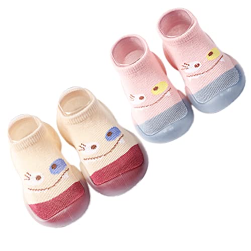 OKSakady 2 Paar Babysocken Anti-Rutsch Gummi Weiche Sohle Säuglingshausschuhe Prewalker Schuhe Pantoffel Baumwolle Mesh Atmungsaktive Leichte Sockenschuhe von OKSakady