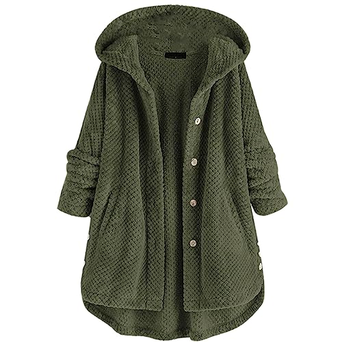 OKSakady Damen Herbst und Winter Langarm Solide Doppelseitige Flaum Open Front Kapuzenjacke Plüsch Mäntel Outwear mit Tasche von OKSakady