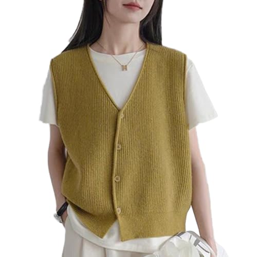 OKSakady Damen Knopf Front V-Ausschnitt Ärmellose Strickpullover Weste Layered Weste Top Cardigan Weste OKSakady Damen Knopf Front V-Ausschnitt Ärmellose Strickpullover Weste Layered Weste Top Cardigan Weste von OKSakady