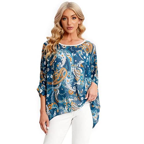 OKSakady Damen Sommerbluse Übergröße Chiffonbluse Elegantes und Freizeithemd mit Blumendruck von OKSakady