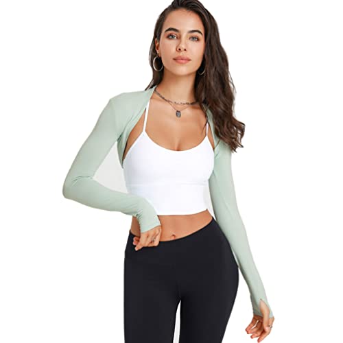 OKSakady Frauen Langarm Bolero Schultern Damen Schal Arm Ärmel Offene Front Crop Cardigan für Yoga Sport Gym Wandern Sonnenschutz Langarm Shirt von OKSakady