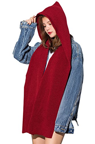 OKSakady Frauen Mädchen Winter Warmer Mit Kapuze Schal, Dame Weich Strick Earflap Schal Kopftuch Halswärmer Hoodie Hut von OKSakady