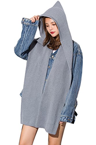 OKSakady Frauen Mädchen Winter Warmer Mit Kapuze Schal, Dame Weich Strick Earflap Schal Kopftuch Halswärmer Hoodie Hut von OKSakady