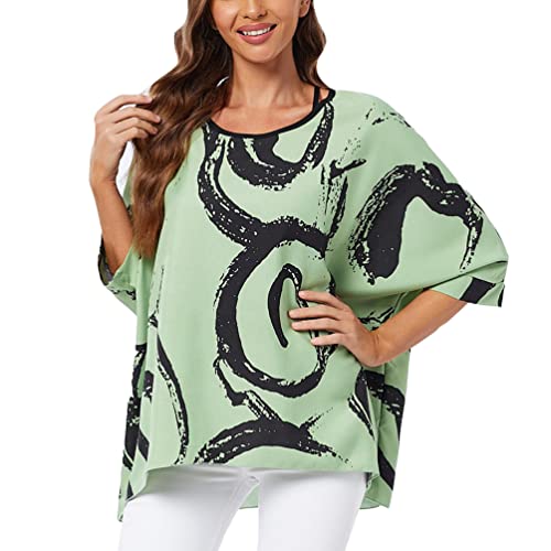 OKSakady Frauen Sommer Bluse Plus Size Chiffon Bluse Elegantes und Casual Shirt mit mehrfarbigem Blumendruck von OKSakady