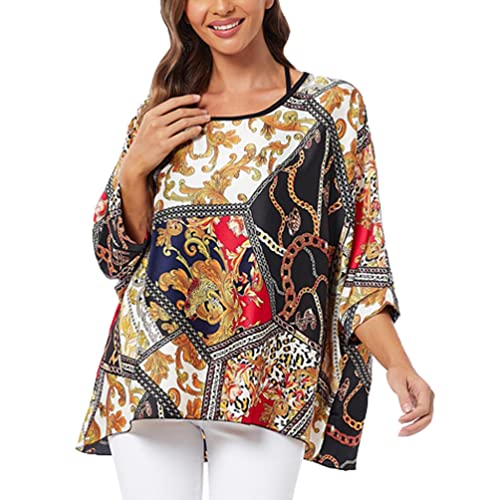 OKSakady Frauen Sommer Bluse Plus Size Chiffon Bluse Elegantes und Casual Shirt mit mehrfarbigem Blumendruck von OKSakady