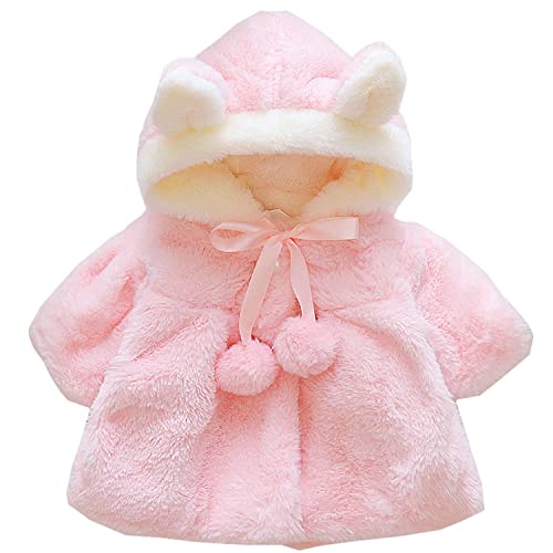 OKSakady Neugeborenes Säugling Baby Mädchen Kunstpelz Mantel Jacke Kap Mantel Poncho 0-3 Jahre (Hell-Pink, 1-6 Monate) von OKSakady