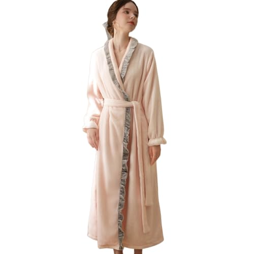 OKSakady Womens Plüsch Fleece Robe Gemütliche Warme Bademantel Fuzzy Weibliche Spa Robe Mit Gürtel von OKSakady