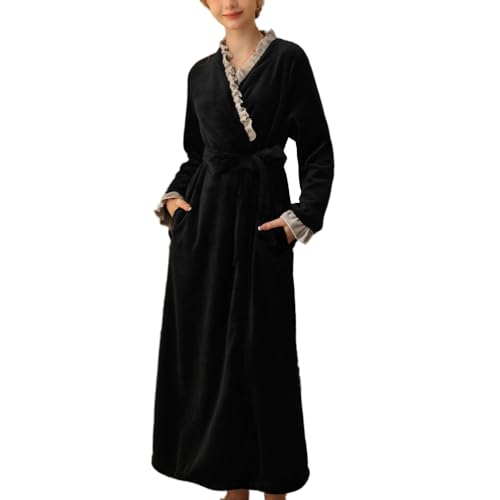 OKSakady Womens Plüsch Fleece Robe Gemütliche Warme Bademantel Weibliche Spa Robe Mit Gürtel von OKSakady