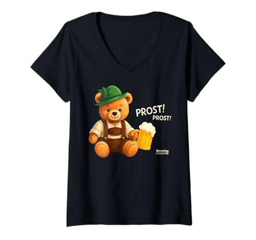 Damen OKTOBÄR Prost! X Bavarian Couture Bären Bier Oktoberfest Bär T-Shirt mit V-Ausschnitt Damen OKTOBÄR Prost! X Bavarian Couture Bären Bier Oktoberfest Bär T-Shirt mit V-Ausschnitt von OKTOBÄR PROST! X Lecker Bierchen Maß Bier Bärchen