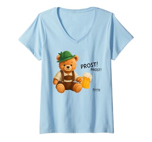 Damen OKTOBÄR Prost! X Bavarian Couture Bären Bier Oktoberfest Bär T-Shirt mit V-Ausschnitt Damen OKTOBÄR Prost! X Bavarian Couture Bären Bier Oktoberfest Bär T-Shirt mit V-Ausschnitt von OKTOBÄR PROST! X Lecker Bierchen Maß Bier Bärchen