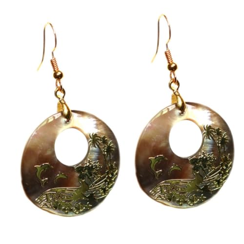 OKUMEYR 1 Paar Runde Abalone Ohrringe für Damen Anhänger Ohrringe mit Einzigartigem Muster für Partys und Alltag Haltbarem Naturmaterial Gefertigt OKUMEYR 1 Paar Runde Abalone Ohrringe für Damen Anhänger Ohrringe mit Einzigartigem Muster für Partys und Alltag Haltbarem Naturmaterial Gefertigt von OKUMEYR