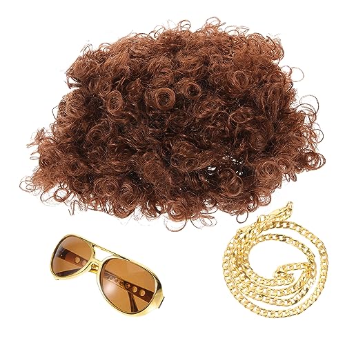 OKUMEYR 1 Satz Disco-perücke Falsche Goldkette Sonnenbrille Requisite 70er-jahre-thema Disco-party-kostümzubehör Zufälliger Stil von OKUMEYR
