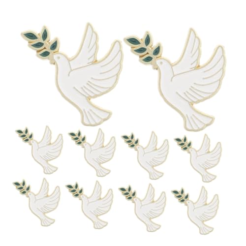 OKUMEYR 10 Stück Friedensdove Broschen mit Olivenzweig Stilvolle Vogel Anstecknadeln aus Metall für Damen Friedenssymbole für Jacken Pullover und Schals Vielseitiges Modisches Accessoire von OKUMEYR