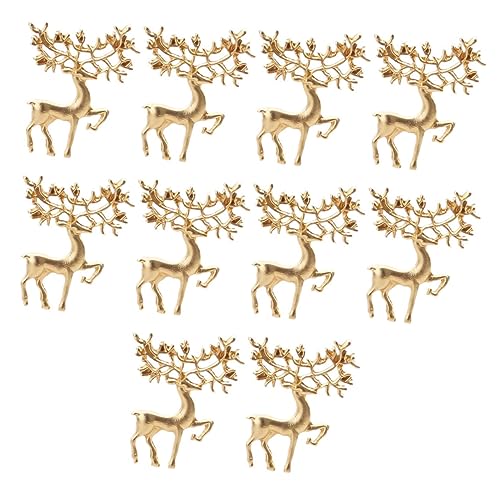 OKUMEYR 10 Stück Retro Elk Broschen Modische Corsagen aus Legiertem Mattgoldene Weihnachts Broschen für Kleidung Schals und Hüte Festliche Anstecknadeln für Party und Alltag von OKUMEYR