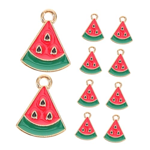 OKUMEYR 10 Stück Teiliges Mini Wassermelonen-anhänger aus Legierung Bunte Schmuckanhänger für DIY Schmuckherstellung Ohrstecker und Valentinstag Charms Vielseitige Bastelaccessoires von OKUMEYR