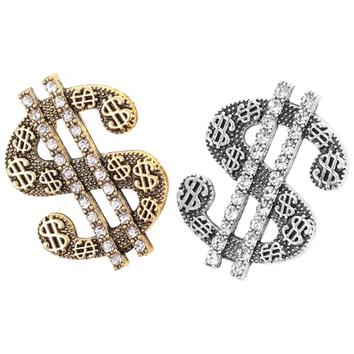 OKUMEYR 2 Stück Glitzernde Geld Symbol Anstecknadeln für Herren Kreative Hip Hop Mode Accessoires für Anzüge Shirts Hüte und Rucksäcke für Partys und Besondere Anlässe von OKUMEYR