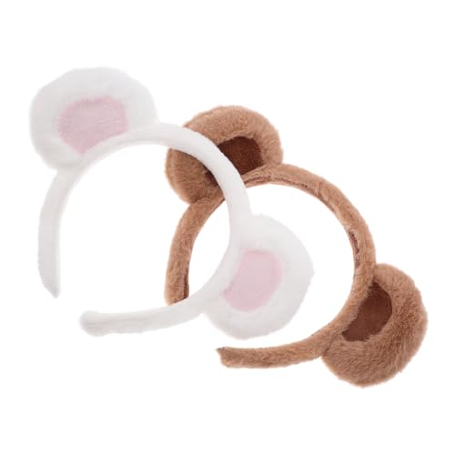 OKUMEYR 2stücke Stirnband Mit Bärenohren Für Erwachsene Plüsch Stirnband Mit Tierohren Süßes Für Frauen Kostüm Kopfbedeckung Für Partys Und Alltag von OKUMEYR