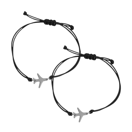 OKUMEYR 2 Stück Handgefertigtes Verstellbares Flugzeug Charm Armband für Männer und Frauen Perfektes für Reisen und Freundschaft von OKUMEYR
