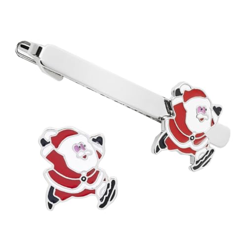 OKUMEYR 2 Stück Mini Santa Claus Krawattenklammern Niedliche Weihnachtsklammern aus Elegantem Metall Passend für Herrenanzüge und Festliche Outfits Einfach zu Befestigen und Vielseitig von OKUMEYR