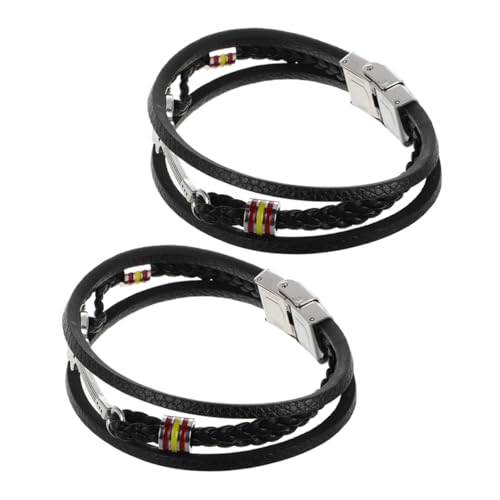 OKUMEYR 2stücke Herren Punk Armband Im Stil Von Biker-manschetten Mit Gitarre Verstellbarer Schwarzer Pu-manschettenschmuck Für Partys Und Freizeitkleidung von OKUMEYR