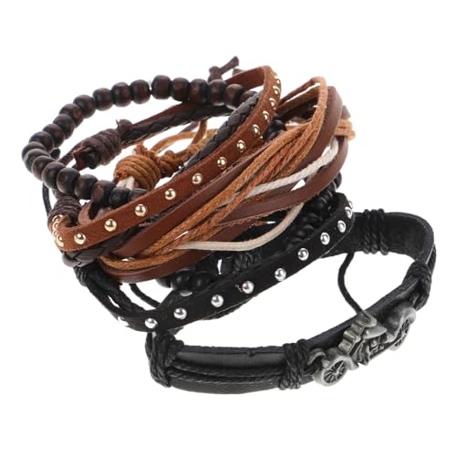 OKUMEYR 2 Stück Retro Armbänder Herren Damen Mehrlagig Vintage Stil Handgefertigt Geflochtenes Kunstleder und Wachsband Modische Schmuckstücke für Alltag und Party von OKUMEYR