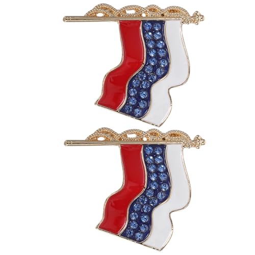 OKUMEYR 2 Stück Russische Flaggen Brosche Glitzernde Strass Russische Flagge Anstecknadel Patriotisches Abzeichen für Kleidung Hut und Dekoration von OKUMEYR