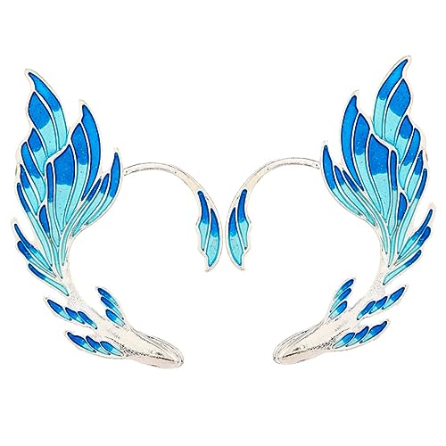 OKUMEYR 2stücke Feen-ohrmanschetten Aus Zinklegierung Blaue Ohrwickel-ohrringe Für Damen Kostümzubehör Für Cosplay Geburtstag Weihnachten von OKUMEYR