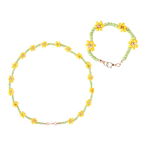 OKUMEYR 2 Stück Teiliges Set Mädchen Schmuckset Handgefertigtes Armband und Halskette Bunten Acrylperlen für Party Tanz und Fotografie von OKUMEYR