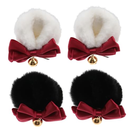 OKUMEYR 2paare Plüsch Haarclips Mit Glocken Niedliche Bowknot Bärenohren Haarspangen Für Frauen Und Mädchen Perfektes Accessoire Für Cosplay Und Süße Frisuren von OKUMEYR