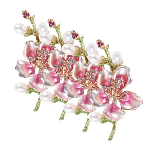 OKUMEYR 4 Stück Blumenbroschen mit Strass und Perlen Robuste Legierung Schimmernde Anstecknadeln für Revers und Kragen Schmuckaccessoires für Damen Festliche Dekoration von OKUMEYR