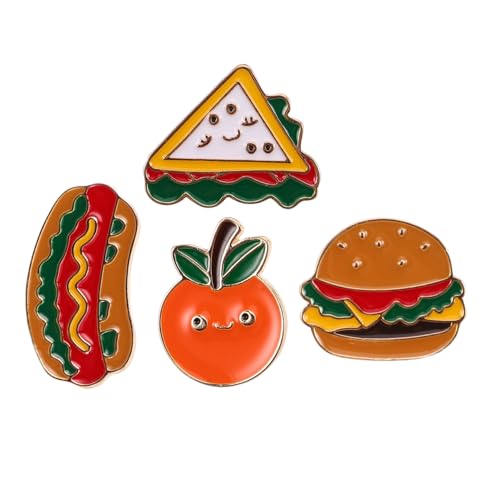 OKUMEYR 4stücke Anstecknadel Mit Cartoon-hamburger-design Aus Legierung Für Kleidung Taschen Und Hüte Als Brosche Für Partys Und Alltag von OKUMEYR