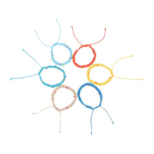 OKUMEYR 6 Stück Handgefertigte Verstellbare Armbänder Gewachstem Boho Freundschaftsarmband mit Perlen Handgewebte Strand und Alltagsmode für Sommeraktivitäten von OKUMEYR
