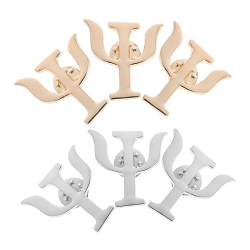 OKUMEYR 6 Stück Teiliges Vintage Broschen Psychologie Psi Symbol aus Langlebiger Legierung Dekorative Anstecknadeln in Gold und Silber Sicherer Verschluss für Ärzte und Pflegepersonal von OKUMEYR