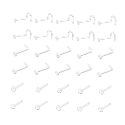 OKUMEYR 60stücke Medizinischer Nasenring Aus Durchsichtiger Nasenschmuck S-form Gebogene Form Gerade Pro Für Frauen Und Männer von OKUMEYR