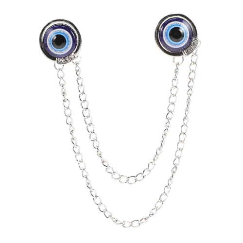 OKUMEYR Blauer Augenbroschen Anstecker mit Kettenclip Modischer Sweater Clip und Kreative Kleidung Broschenklammer für Herren Hemd Kragen Retro Stil Vielseitig für Casual und Formelle von OKUMEYR