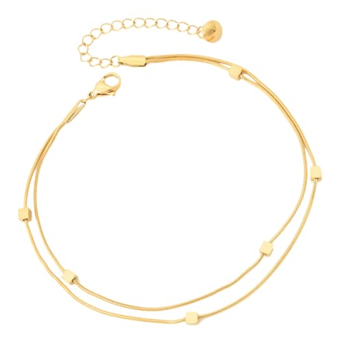 OKUMEYR Doppellagiges Fußkettchen Damen Verstellbar Titanstahl Leicht Hautfreundlich Modisch Alltags Schmuck Strand Reise Party Geeignet von OKUMEYR