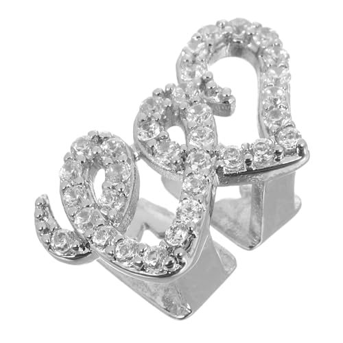 OKUMEYR Double Herz Zirkonia Metal Teeth Grill Kupfer Hip Hop Style Robuste Munddekoration Damen Schmuck Zubehör von OKUMEYR