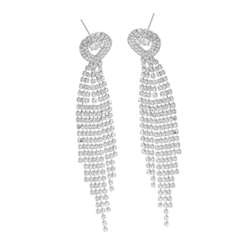 OKUMEYR Schmuck Für Damen Baumelnde Ohrringe Mit Strassquaste Silberne Ohrhänger Mit Glitzer-details Funkelnde Ohrhänger Für Partys Und Alltag von OKUMEYR
