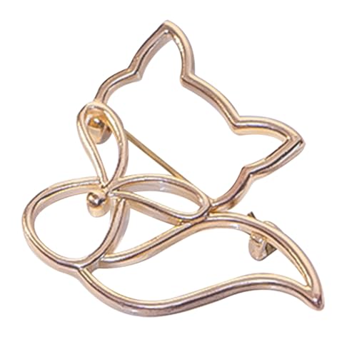 OKUMEYR Goldfarbene Hohl Gearbeitete Fuchsbrosche Anstecknadel aus Legierung Modischer Reversschmuck für Damenanzüge Hüte Schals Langlebig und Fest Haftend Elegantes Accessoire für Damen von OKUMEYR